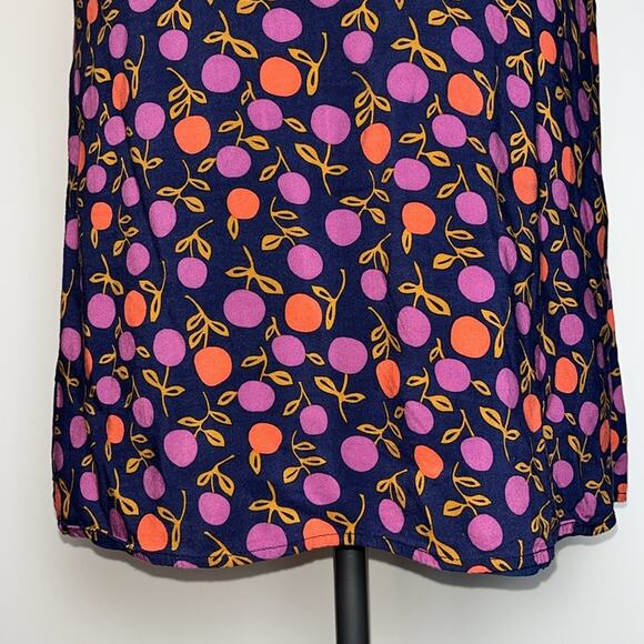 Fossil Keyhole Mini Dress Flutter Sleeves Navy Blue,Purple,Orange Womens Size XS - Picture 13 of 16